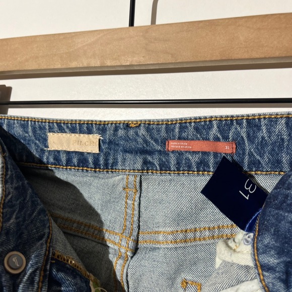Pilcro Anthropologie Barrel Leg Distressed Washed Blue Denim Jeans Women's 31 - Picture 3 of 7